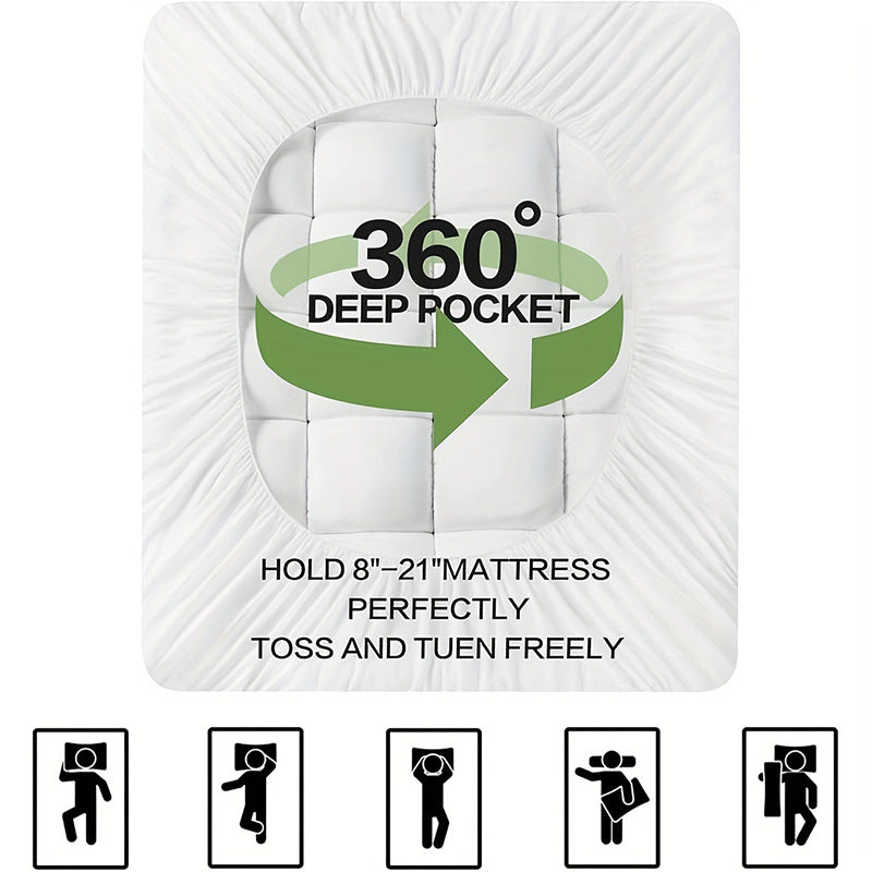 Bamboo Mattress Topper – Cooling, Extra Thick & Soft Quilted Cover for Back Pain Relief