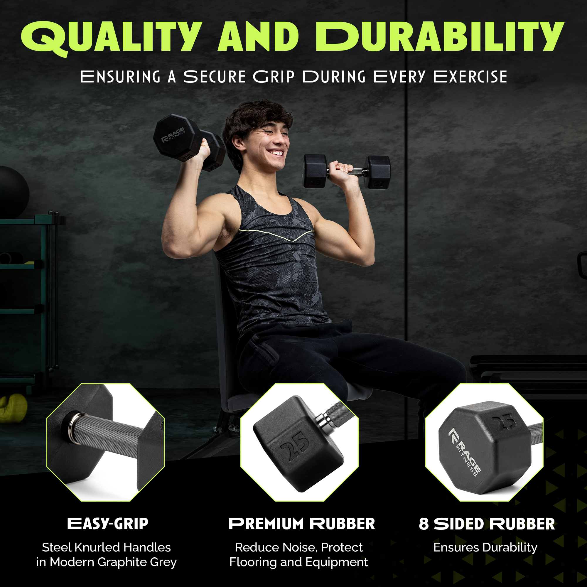 Octagonal Rubber Dumbbell