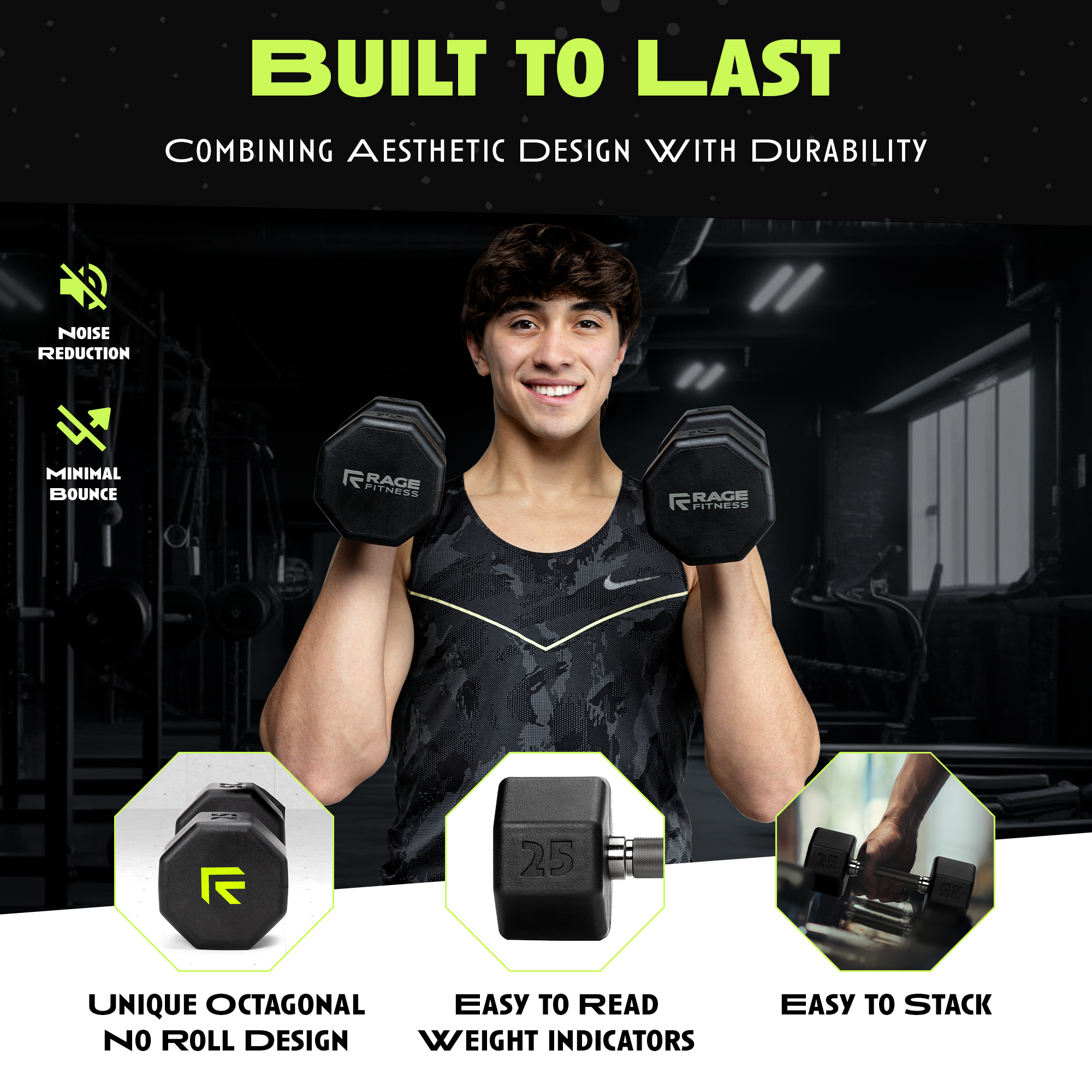 Octagonal Rubber Dumbbell