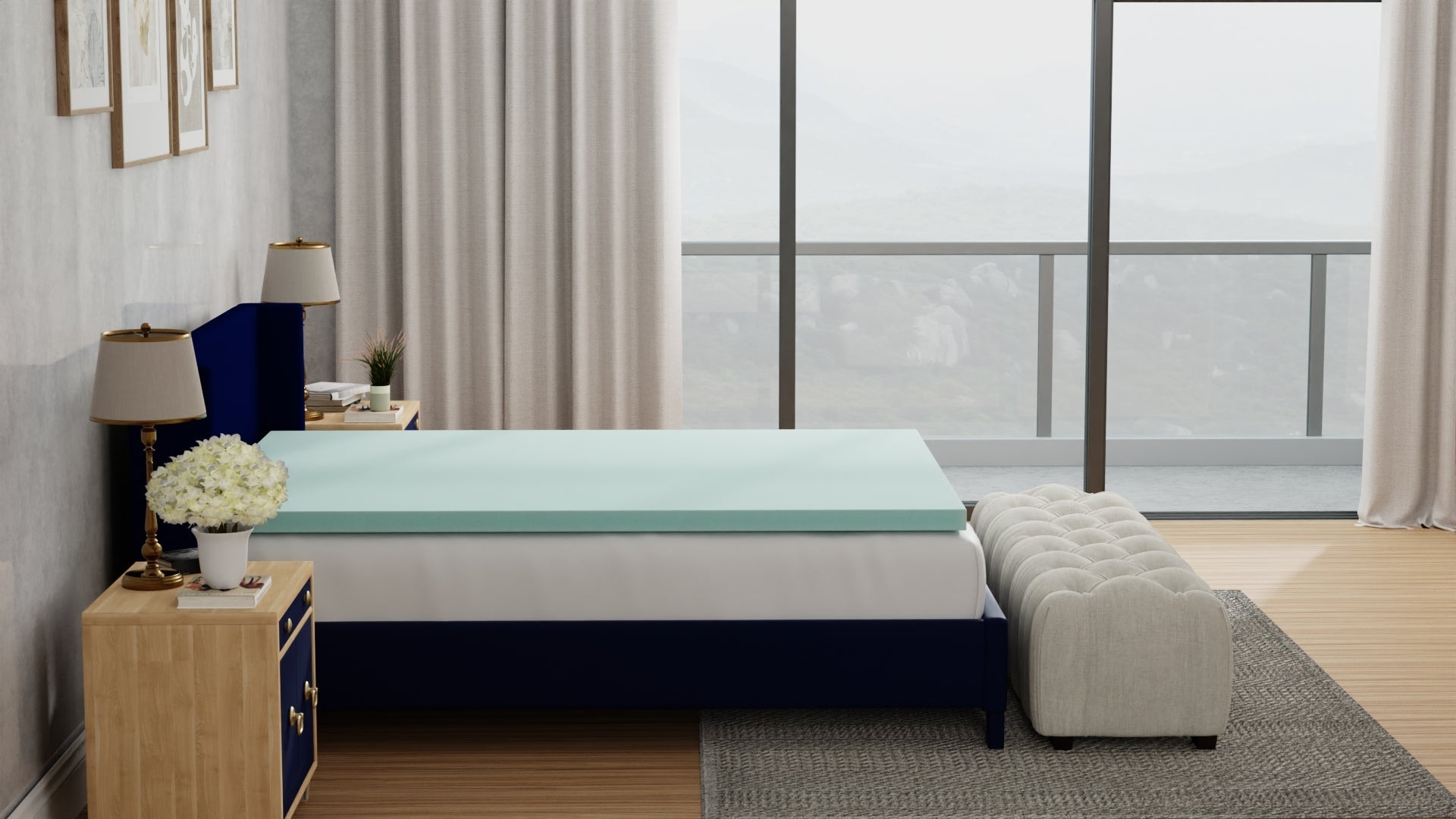 Omne Sleep Plush 3 Inch Twin XL Memory Foam Cooling Mattress Topper