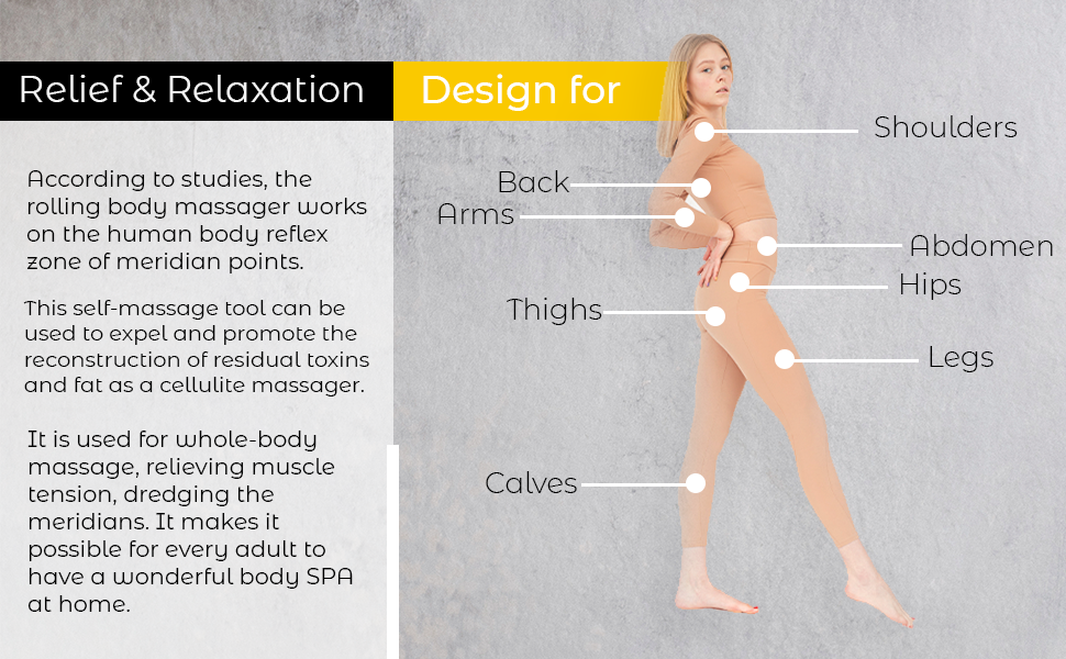 Rolling Body Massager Handheld Cellulite Relief Roller for Neck and Shoulders
