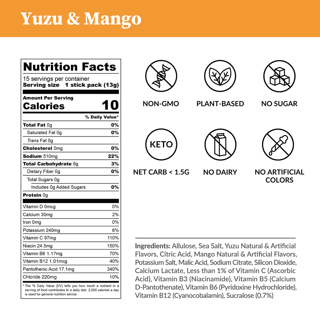 Yuzu & Mango Electrolytes - Zero Sugar